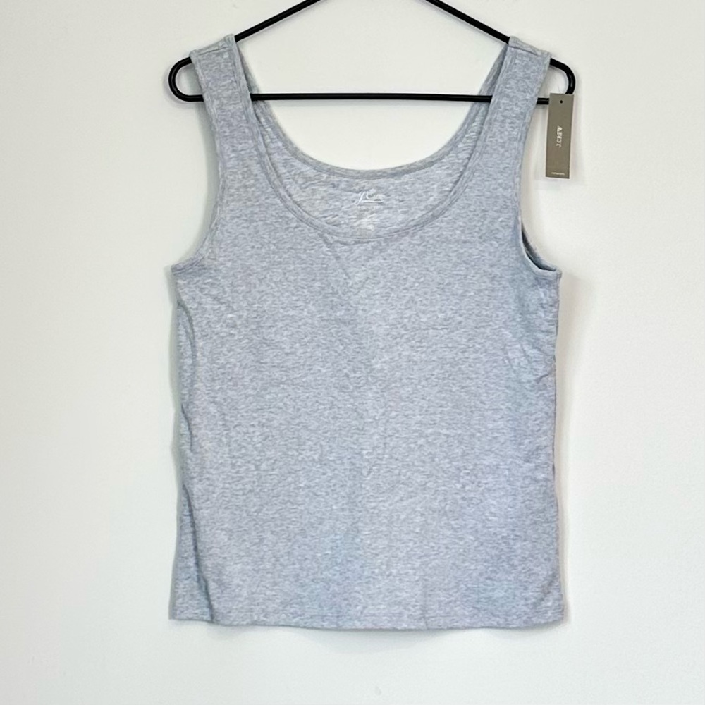 NWT J. Crew Light Gray Women's Perfect-Fit Shelf-Bra Tank Top - Size: XL